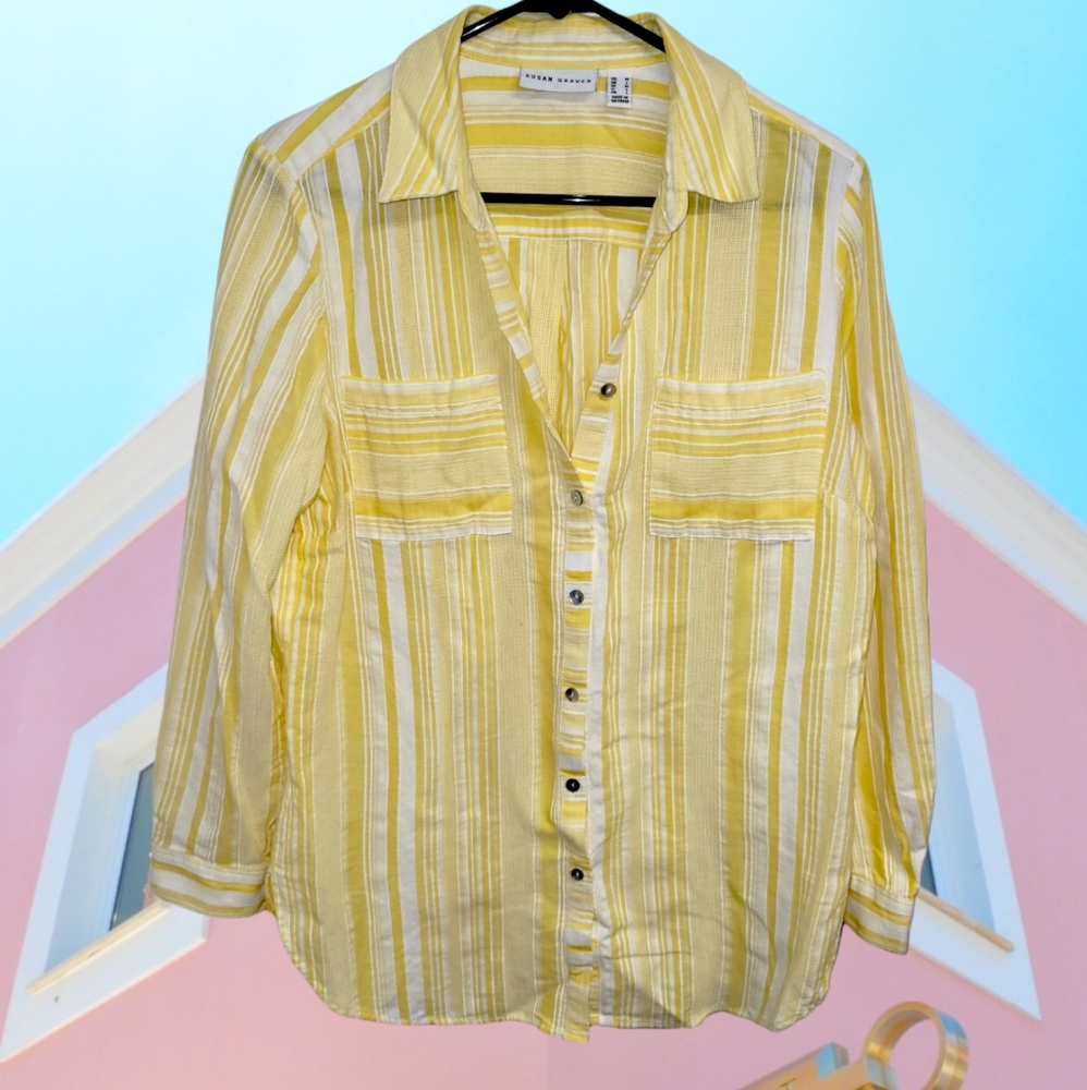 Susan Graver Yellow Button Down